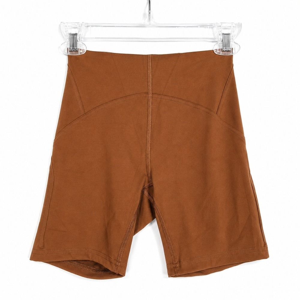 Lululemon Biker Shorts Womens 4 Brown High Rise Pockets Athletic Yoga Activewear